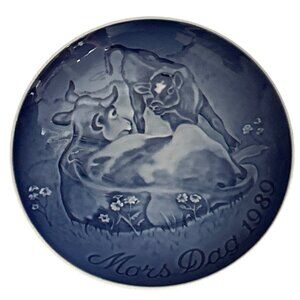 Bing & Grondahl Mothers Day 1989 Cow & Calf Collectible Plate Made In Denmark 6”